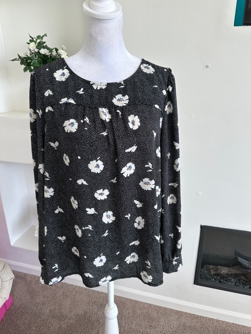 J. Crew Black Floral Long-Sleeve Blouse - Picture 4 of 10